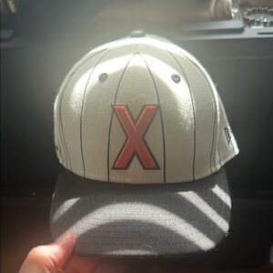White and Black Cap with Red X